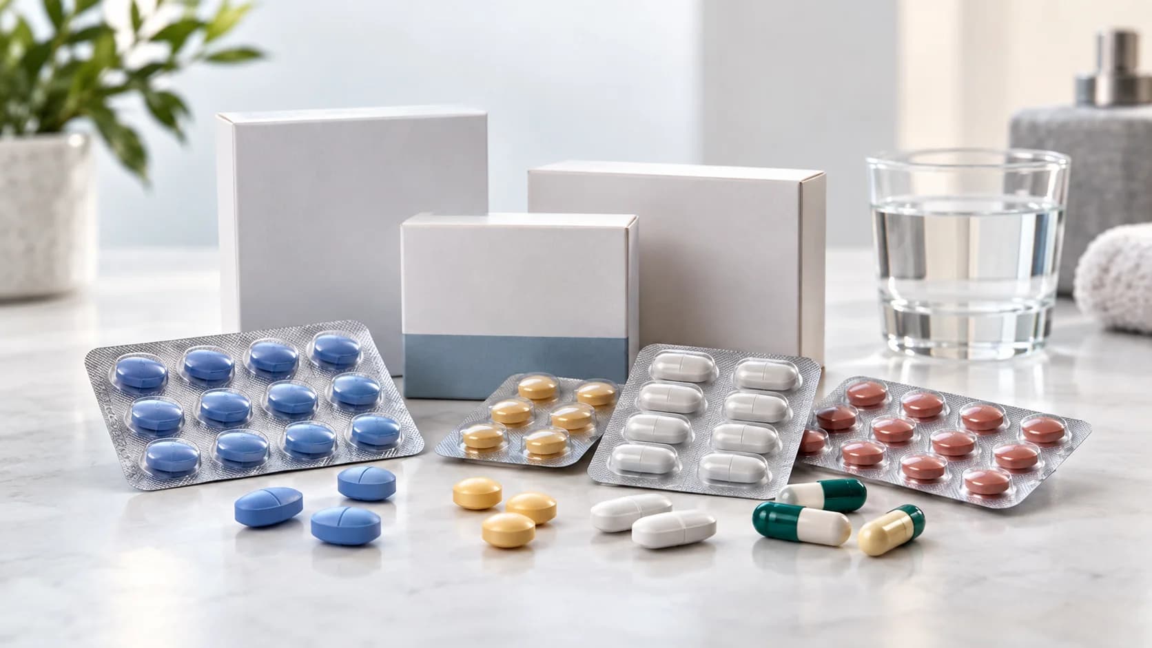 Pastillas para la erección con diferentes opciones de sildenafilo y tadalafilo